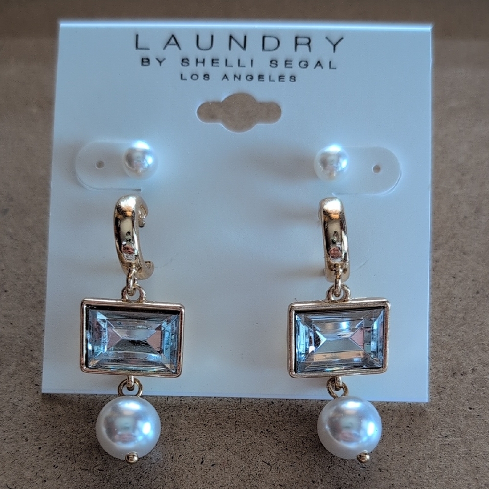 Laundry By Shelli Segal Gold Earrings with Pearl Accent Set